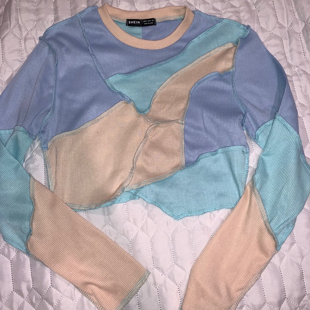 SHEIN pastel stitch long sleeve top